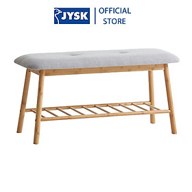 Ghế băng JYSK Vandsted khung tre mút bọc vải màu xám/tre90x45x34cm