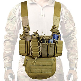 Túi đựng đồ thiết kế đeo ngực dạng áo khoác tiện dụng đa năng dây đai có đệm thắt lưng có thể điểu chỉnh-Màu Kaki-Size Một cỡ