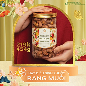 Hạt điều Bình Phước rang củi Nonglamfood hũ 454g Quà tặng cao cấp cho