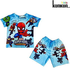 Đồ Bộ Thun Lạnh Có Tay In 3D cho bé trai hình Biệt Đội Siêu Anh Hùng - Size 15