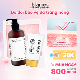 Combo bảo vệ da trắng hồng Lalamos Sữa Rửa Mặt 280ml + Kem Chống Nắng Nhụy Kim Ngân Hoa Nâng Tone 50ml