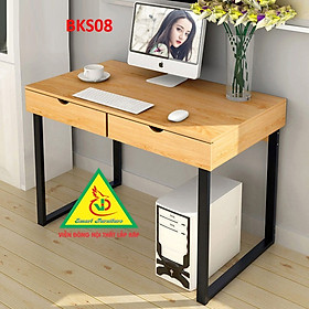 Bàn làm việc, bàn học khung sắt mặt gỗ BKS08A- Nội thất lắp ráp Viendong Adv