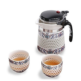 Bộ ấm chén pha trà hoa sm