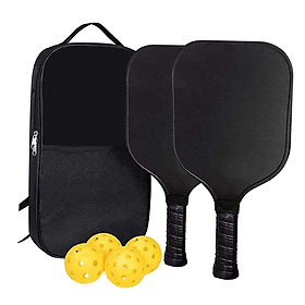 Pickleball Paddles Set Rackets Wood with 4 Balls Carry Bag for Adults Women