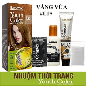 (Vàng Vừa) Kem Nhuộm Tóc Màu Thời Trang Lavox Youth&Color L15 - Medium Blonde