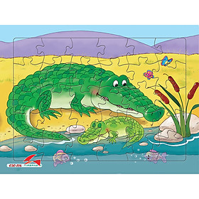 Xếp hình Tia Sáng Cá sấu  (30 Mảnh Ghép) - Tặng kèm tranh tô màu cho bé