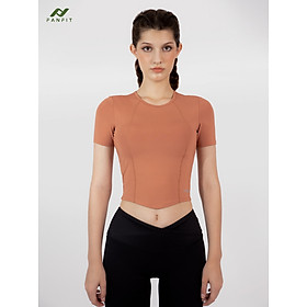 Áo thun thể thao nữ tập Gym Yoga Pilates FANFIT FFTS001 - có lót trong, tay ngắn, cách điệu lai bầu, Tặng mút ngực - TYM FASHION