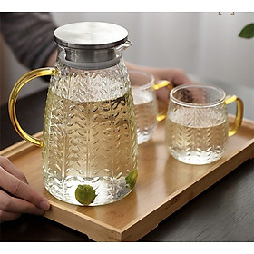 BỘ BÌNH ĐỰNG NƯỚC UỐNG THỦY TINH CAO CẤP KÈM 6 CỐC VÀ KHAY ( KHAY GIAO NGẪU NHIÊN ) VD82