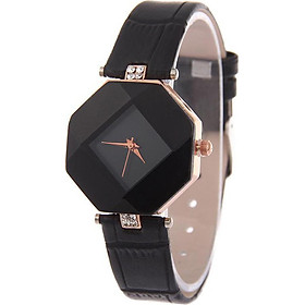 Fashion Elegant Creative Leather Band Analog Quartz Diamond Shape Wrist Watch
