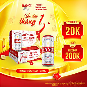 Combo 2 Thùng Bia Hanoi Premium - Thùng 24 lon 330ml