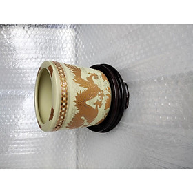 Mua Bát hương men vàng ánh kim - có đế gỗ