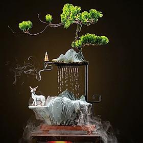 Thác Nước Phong Thủy Tùng Hươu Xông Trầm Phun Sương Tiểu Cảnh Trang Trí Nhà Hút Tài Lộc Quà Tặng Tân Gia Cao Cấp