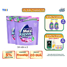 Combo 2 Túi Viên Giặt Xả MaxKleen Hương Huyền Diệu 34 viêntúi