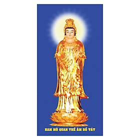 Tranh phật giáo treo tường trang trí nhà cửa mẫu mẹ quan âm hiện linh, Tranh Phật Giáo Tam Thánh 2433
