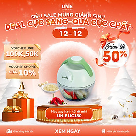 Máy xay hành tỏi ớt UNIE UC180 dung tích 180ml, lưỡi dao thép cao cấp 3 tầng sắc bén, thiết kế nhỏ gọn, dễ tháo lắp - hàng chính hãng