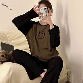 Bộ đồ ngủ cotton tay dài quần dài 125 mặt cười năng động