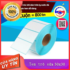 Mua 50 cuộn Giấy in tem trà sữa 50×30 Giá chỉ 21.000đ/cuộn
