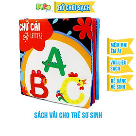 Sách vải sơ sinh PiPoVietnam - song ngữ Anh - Việt chủ đề Chữ cái tiếng việt an toàn cho bé tờ 0 đến 12 tháng tuổi