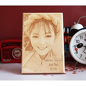 Mua Quà tặng Noel - tranh gỗ khắc ảnh chân dung kich thước 12x17cm