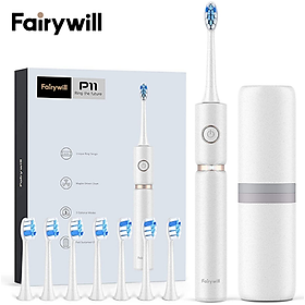  Bàn chải đánh răng điện Fairywill P11- phiên bản nâng cấp với trục truyền lực bằng thép 8 đầu bàn chải đi kèm 