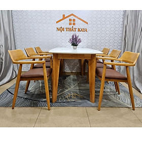 Mua Bộ bàn mặt đá chân chữ A 6 ghế Hirosima 1m6 Mặt bàn đá với nguyên liệu được nhập khẩu từ Malaysia công nghệ Ý
