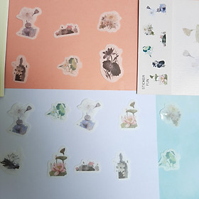 Bộ 32 Sticker Hình Dán Mini Hoa Sen
