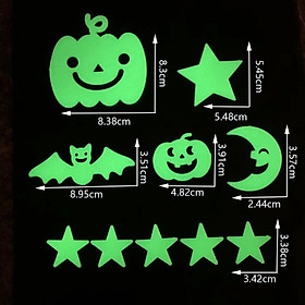 Bộ Hình Dán Dạ Quang Halloween – Hình Ma Quái, Bí Ngô, Phù Thủy, Phát Sáng Trong Bóng Tối