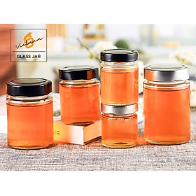 Set hũ thủy tinh MẪU TRÒN NẮP THIẾC 240ml dùng chưng yến, đựng hương liệu, mật ong cực sang trọng và dày đẹp