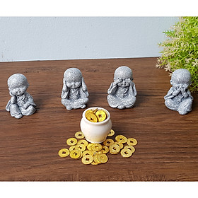 Mua Bộ 4 chú tiểu Tứ Không giả đá kèm chum vàng dạng xu