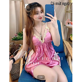 Đồ ngủ sexy nữ Đồ ngủ hai dây có mút ngực chất phi hai dây chất mịn quyến rũ, 5