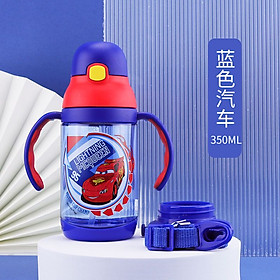 Bình nước ống hút đeo chéo cầm tay tritan cao cấp Disney Car95 Mcqueen 350ml cho trẻ em 5852