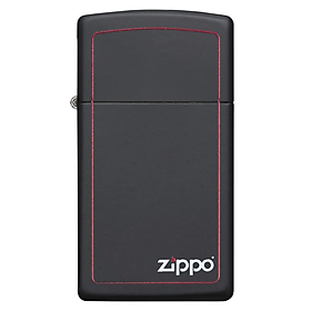Zippo Slim đen nhám viền đỏ chính hãng – Bật lửa chống gió cao cấp