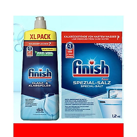 Combo Muối rửa bát finish 1.5kg + Nước làm bóng finish 750ml dùng cho Máy rửa bát chén ly