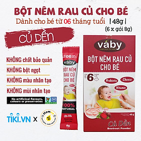 Bột nêm Củ Dền & Phô mai dành cho bé ăn dặm VABY Hộp 48g (6 gói x 8g) - Gia vị nêm và rắc dành cho bé từ 6 tháng tuổi