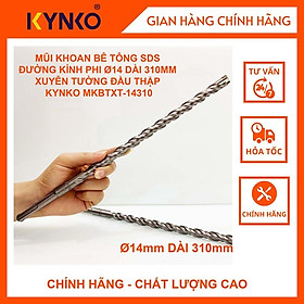 MŨI KHOAN BÊ TÔNG SDS ĐƯỜNG KÍNH PHI Ø 14 DÀI 310MM XUYÊN TƯỜNG ĐẦU THẬP KYNKO MKBTXT- 14310
