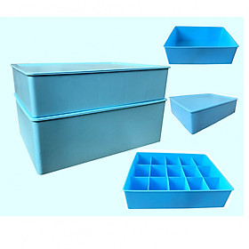 Bộ 2 khay đựng áo ngực và đồ lót 15 ngăn đa năng xanh