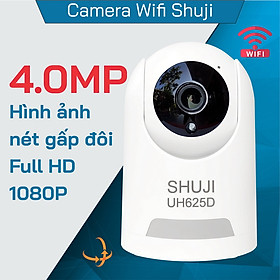 Camera Wifi không dây SHUJI UH625D - Xoay 360 độ - Báo động khi có trộm - Độ phân giải 4.0mp cho hình ảnh nét đẹp gấp đôi Full HD 1080- Hàng chính hãng - Camera + Thẻ nhớ Kingston 64gb