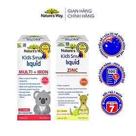 Combo 2 Siro Uống Nature's Way Kids Smart Liquid Zinc Và Multi + Iron Hỗ Trợ Nâng Cao Sức Đề Kháng Cho Trẻ