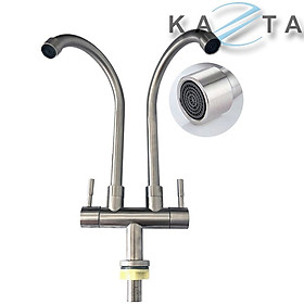 Mua Vòi Rửa Chén Bát Lạnh KAZTA KZ-RCX2 Đôi Thân Tròn Inox Tiện Lợi 2 Vòi Liền Xả Nước 2 Chậu Cùng Lúc