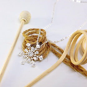 ( Bạc thật 100% ) Dây chuyền bạc mặt bông tuyết đính đá -Vòng cổ bạc thời trang - Trang sức bạc Panmila (MDC.A36)