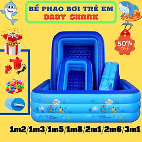 Bể Bơi Phao 3 Tầng Hình Chữ Nhật Dài 1M2-2M1 Cho Bé Va Gia Đinh Vui ChơiI, bể tắm, bơm hơi trẻ em họa tiết siêu đẹp