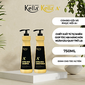 Combo dầu gội xả phục hồi Kella Premium A+ (Chai 750ml)