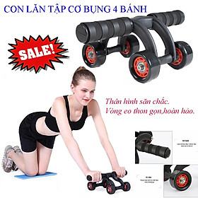 Con lăn tập cơ bụng eo 4 bánh đa năng tặng kèm lót tập thảm cao cấp chịu lực tốt hỗ trợ các bài tập Gym hiệu quả