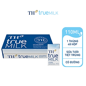 Thùng 48 hộp sữa tươi tiệt trùng có đường TH True Milk 110ml 110ml x 48