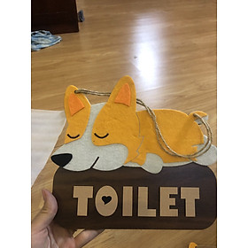 Mua Tranh gỗ chữ Toilet hình chú chó corgi đáng yêu treo tường  treo cửa nhà vệ sinh giúp bé yêu vui vẻ