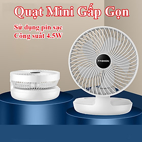 Mua Quạt tích điện không dây pin sạc. Quạt mini tích điện gấp gọn để bàn có treo tường cao cấp