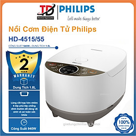 Mua Nồi Cơm Điện Tử Philips HD4515  Lòng Nồi 5 Lớp Siêu Dày - Công Suất 940W - Dung Tích 1.8L  Hàng Chính Hãng