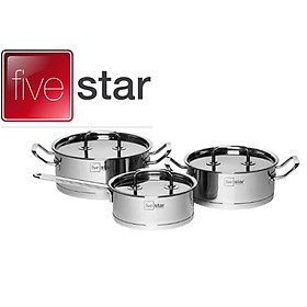 Bộ nồi quánh inox Fivestar 3 đáy từ nắp inox 3 món (16-18-20 cm)