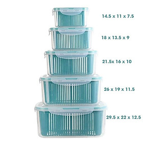 Mua Hộp Đựng Đồ Bảo Quản Tủ Lạnh - Set 5 Bộ Hộp Đựng Đồ Tủ Lạnh Kèm Rổ Đa Năng Có Nắp Đậy