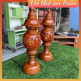 Mua Cặp đèn thờ thờ cúng tổ ong khắc chữ phúc  lộc  thọ gỗ xà cừ